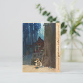 日光吉田ヒロシ木版画の霧の日 ポストカード (スタンド正面)