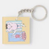日光浴おもしろいカップル漫画海辺アート キーホルダー (裏面)