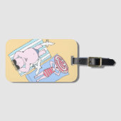 日光浴おもしろいカップル漫画海辺アート ラゲッジタグ (正面横)