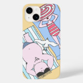 日光浴おもしろいカップル漫画海辺アート Case-Mate iPhoneケース (裏面)