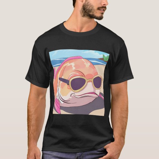 日光浴をする魚 Tシャツ (正面)