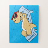 日光浴ティラノサウルスレックスのイラストレーション。 ジグソーパズル (縦)