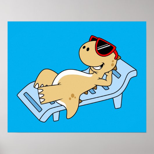 日光浴ティラノサウルスレックスのイラストレーション。 ポスター (正面)