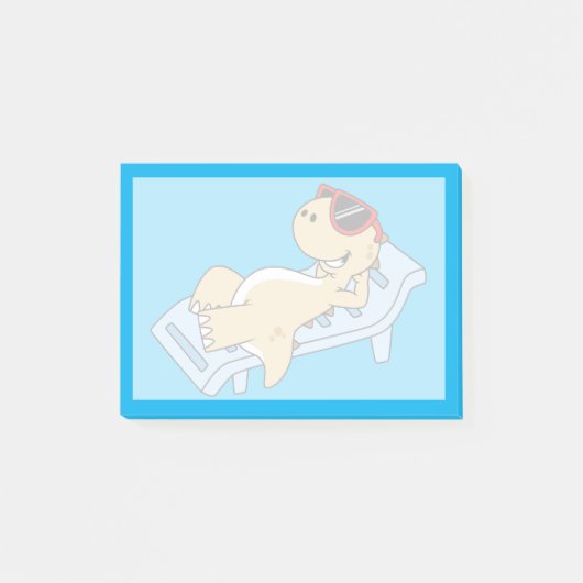 日光浴ティラノサウルスレックスのイラストレーション。 ポストイット (正面)