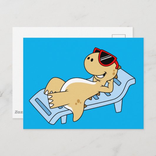 日光浴ティラノサウルスレックスのイラストレーション。 ポストカード (正面/裏面)