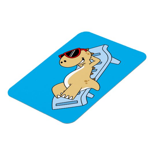 日光浴ティラノサウルスレックスのイラストレーション。 マグネット (左側)