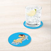 日光浴ティラノサウルスレックスのイラストレーション。 ラウンドペーパーコースター (インサイチュ)