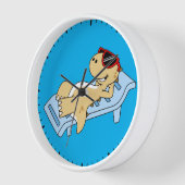 日光浴ティラノサウルスレックスのイラストレーション。 壁時計 (傾斜)