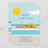 日光浴プールパーティの招待状 招待状 (正面/裏面)