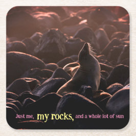 日光浴ライオン スクエアペーパーコースター