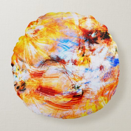 日光。抽象芸術数々の美しい明るい芸術 ラウンドクッション (正面)