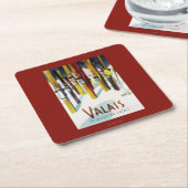 日光-雪に立つスキーの土地 スクエアペーパーコースター (アングル)