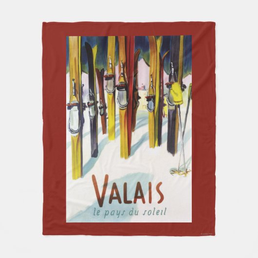 日光-雪に立つスキーの土地 フリースブランケット (正面)