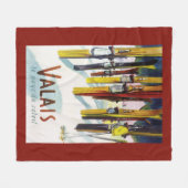 日光-雪に立つスキーの土地 フリースブランケット (正面(横))