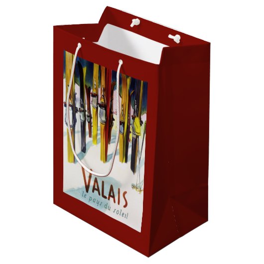 日光-雪に立つスキーの土地 ミディアムペーパーバッグ (正面アングル)