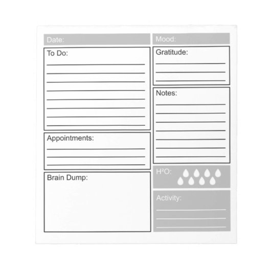 日刊誌To Doリスト、感謝、その他 ノートパッド (正面)
