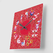 日十二景、スタイル2 スクエア壁時計 (傾斜)