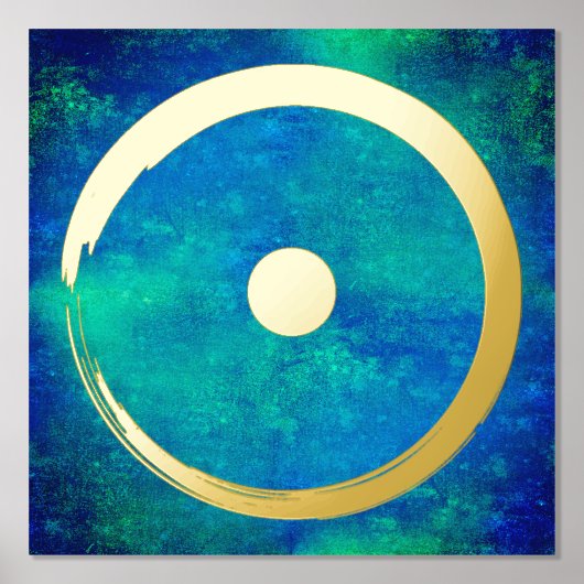 日占星術の印 – 仏教禅サークル1 箔ポスター (正面)