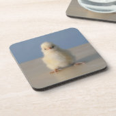 日古い着席のベビーの黄色い鶏、3 コースター (左側)