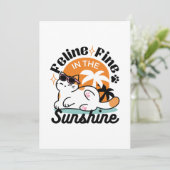 日向でゆったりと - リラックスしたトロピカルネコ 招待状 (スタンド正面)