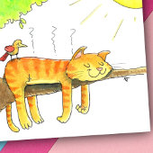 日向で眠る猫 ポストカード