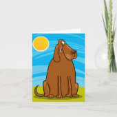 日向に座る大きな茶色の犬の面白い絵 カード (正面)