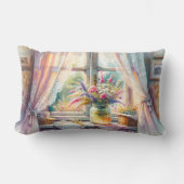 日向の別荘の窓辺の野の花 ランバークッション (正面)