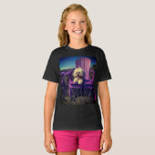 日向ぼっこするシーズー (犬, 子犬) Tシャツ (正面フル)