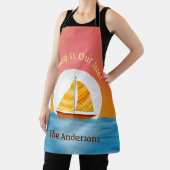 日図解入りの、写真付きの入り時に水上に帆船 エプロン (インサイチュ)