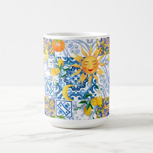 日地中海の花レモン半月 コーヒーマグカップ (中央)