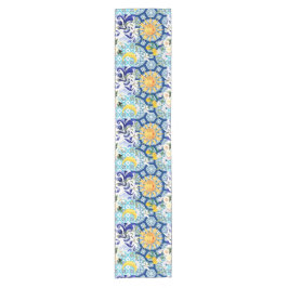 日地中海の花レモン半月 ショートテーブルランナー