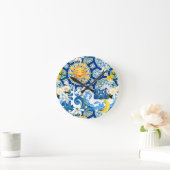 日地中海の花レモン半月 ラウンド壁時計 (ホーム)