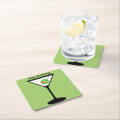 日墨付き – ピクルボールマルティーニオリーブ漬けボール スクエアペーパーコースター (インサイチュ)