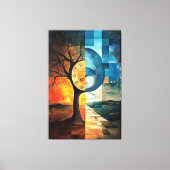 日夜用ステンドグラス超現実的なアートワーク キャンバスプリント (正面)