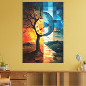 日夜用ステンドグラス超現実的なアートワーク キャンバスプリント (インサイチュ (リビング))