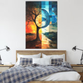 日夜用ステンドグラス超現実的なアートワーク キャンバスプリント (インサイチュ (寝室))