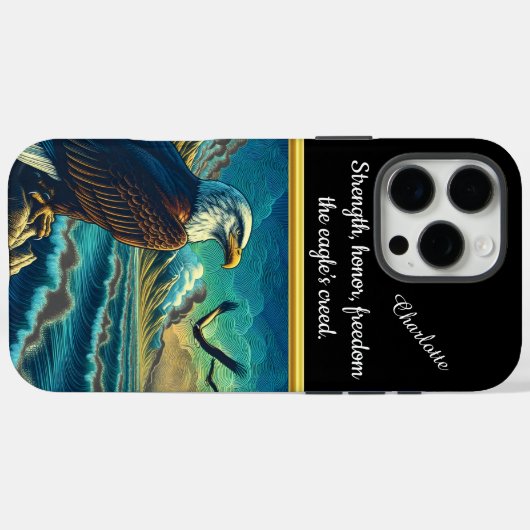 日威厳のあるの入った海を眺め鮮やかる鷲 Case-Mate iPhoneケース (裏面 (横))