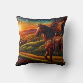 日威厳のあるの入カラフルった馬 クッション (裏面)