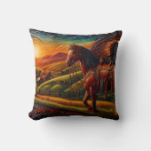 日威厳のあるの入カラフルった馬 クッション (正面)