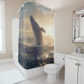 日威厳のある入りシャワーカーテンでクジラをブリーチング シャワーカーテン (インサイチュ)