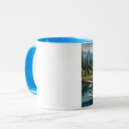 日威厳のある出20x16で魚を捕るワシ マグカップ (正面左)