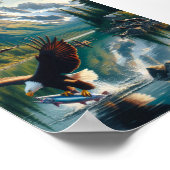 日威厳のある出5x7で魚を捕るワシ ポスター (角)