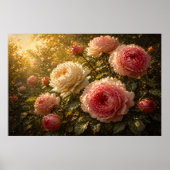 日差しのバラの油絵 - ビンテージの花の壁掛けアート ポスター (正面)