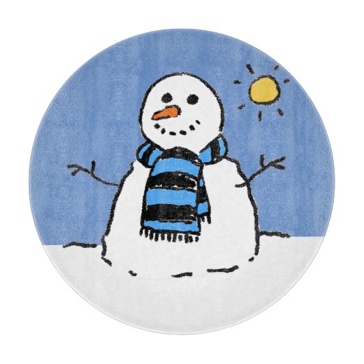 日差しの中の雪だるま カッティングボード (正面)