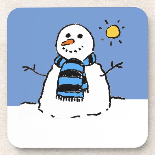 日差しの中の雪だるま コースター (正面)