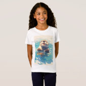 日差しの中を飛び跳ねるカワウソ Tシャツ (正面フル)