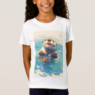 日差しの中を飛び跳ねるカワウソ Tシャツ