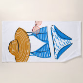 日差し-青水着 ビーチタオル (正面)