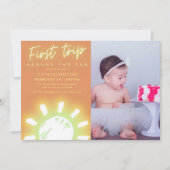 日帰りのまわりに最初の旅行の写真1日の誕生日 招待状 (正面)