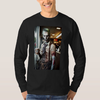 日常に潜むゾンビ ゾンビコーヒーバリスタ Tシャツ